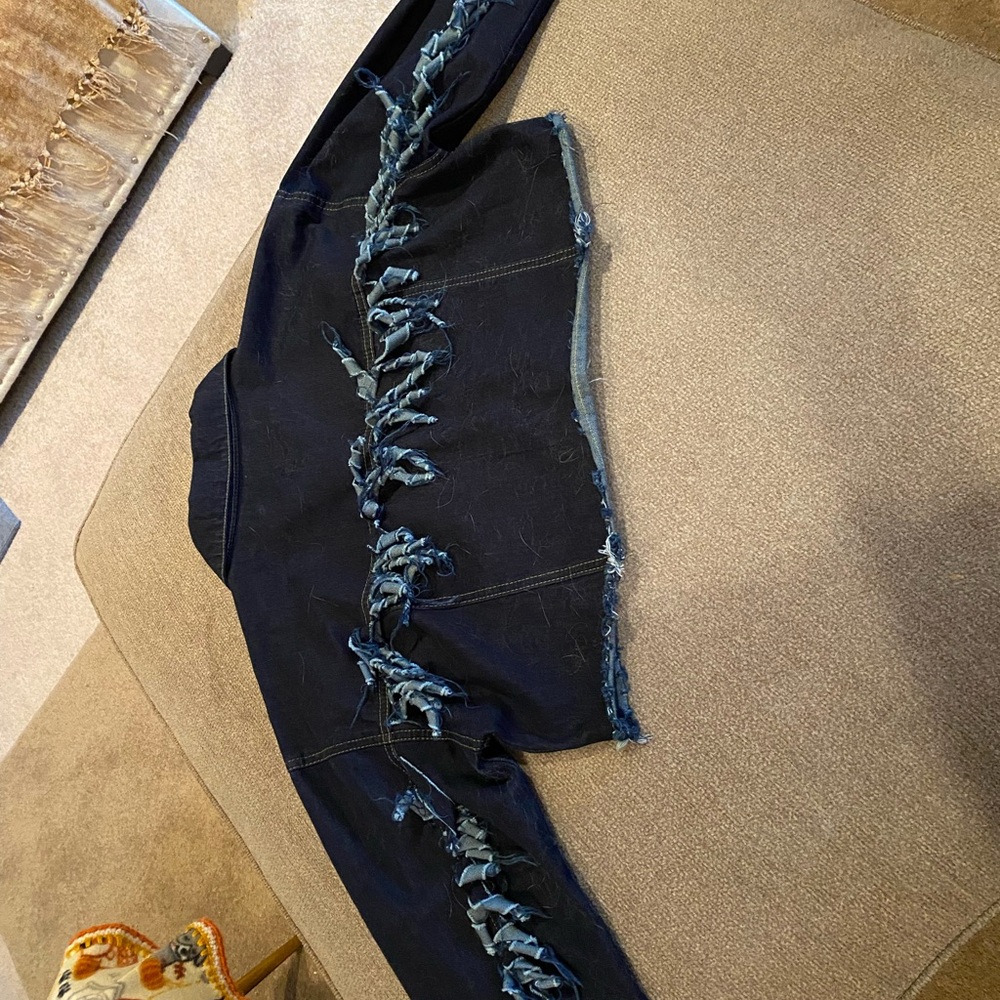 Fringe Detail Denim Jacket large